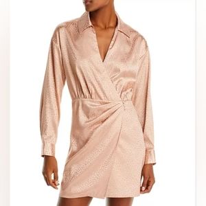 NWT Aqua Satin Animal Print Wrap Mini Dress - 100% Exclusive